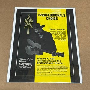WAYLON JENNINGS - ALVAREZ-YAIRI GUITARS - 1986 Print Advertisement